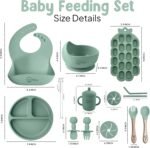 O'doe Baby Weaning Set – 15 Pcs Silicone Baby Feeding Set with Suction Plate, Bowl, Bib, Sippy Cup, Fruit Feeder & Freezer Tray – Baby Plates and Bowls Set for 3M+ | BPA-Free Baby Dishes & Utensils - Image 3