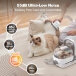 Afloia Dog Grooming Kit, Pet Grooming Vacuum & Dog Clippers Nail Trimmer Grinder & Dogs Brush for Shedding with 6 Pets Groom Tools, Low Noise Dogs Hair Remover Pets Supplies (White) - Image 5