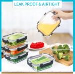 Skroam 10 Pack Glass Meal Prep Containers, Airtight Food Storage Containers with Lids, Pantry Kitchen Storage Containers for Lunch, Food Storage, Meal Prep, Glass Lunch Bento Boxes - 22 OZ - Image 4