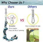 Rotable Spring Flirt Pole for Dog with Cotton Rope Toy & a 16ft Cable for Medium/Large Dogs，Pull & Tug of War Hanging Exercise Toy for Pitbull (Rotable Spring Flirt Pole) - Image 3