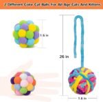 Retro Shaw Cat Toys Balls, 6 Pack Cat Nip Chew Teeth Toys,Woolen Cat Yarn Ball with Bell Inside, Interactive Kitten Toys for Indoor Kitty,Cat Teaser Wand Toys Fuzzy Ball Pompom - Image 6