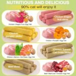 4 Flavors/110g Dehydrated Cat Treats,Natural Crunchy Cat Treats,Chew Sticks for Cats,Cats Dental Healthy and Hairball Control,(Beef,Cat Grass Salmon,Chicken Pumpkin,Chicken Dragon Fruit) - Image 3