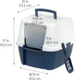 IRIS USA Cat Litter Box, Covered Litter Box with Cat Litter Scoop, Enclosed with Lid, Extra Large Kitty Litter Box, Navy - Image 3