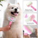 Cat grooming brush, Cat fur brush, Pet hair brush, Dog grooming brush, Dog slicker brushes for grooming, Tool Gently Removes Loose Undercoat, Brush for Pet Massage (Black) (Pink) - Image 4