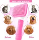 Cat grooming brush, Cat fur brush, Pet hair brush, Dog grooming brush, Dog slicker brushes for grooming, Tool Gently Removes Loose Undercoat, Brush for Pet Massage (Black) (Pink) - Image 6