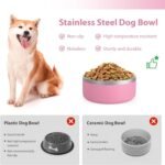 Dog Bowl, Anti-Slip Dog Water Bowl and Food Bowl, Non-Rusting Stainless Steel Dog Bowls, Durable and Easy to Clean, Suitable for Medium and Large Dogs (40Ounces, Pink) - Image 4