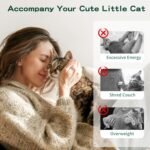 Pawaboo Feather Teaser Cat Toy, Interactive Feather Wand Cat Toy Flying Feather Cat Catcher with Extra Long 34.5" Wand and Small Bell, Fun Exerciser Playing Toy for Kitten or cat, White & Green - Image 7