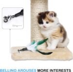 Pawaboo Feather Teaser Cat Toy, Interactive Feather Wand Cat Toy Flying Feather Cat Catcher with Extra Long 34.5" Wand and Small Bell, Fun Exerciser Playing Toy for Kitten or cat, White & Green - Image 9