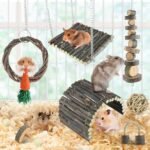 Hamster Toys Rat Toys Chinchilla Toys Hamster Chew Toys Cage Accessories Apple Wood Sticks Ladder Bell Roller for Gerbil Guinea Pigs and Other Small Animal - Image 3