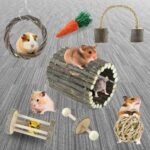Hamster Toys Rat Toys Chinchilla Toys Hamster Chew Toys Cage Accessories Apple Wood Sticks Ladder Bell Roller for Gerbil Guinea Pigs and Other Small Animal - Image 5