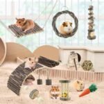 Hamster Toys Rat Toys Chinchilla Toys Hamster Chew Toys Cage Accessories Apple Wood Sticks Ladder Bell Roller for Gerbil Guinea Pigs and Other Small Animal - Image 7