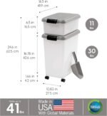 IRIS USA Airtight Dog Food Storage Container Combo, 30 lb + 11 lb Stackable Pet Food Bins with Wheels, Cat Food & Dog Treat Storage, BPA Free, Includes 2-Cup/450 g Scoop, Chrome - Image 4