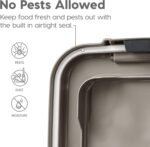 IRIS USA Airtight Dog Food Storage Container Combo, 30 lb + 11 lb Stackable Pet Food Bins with Wheels, Cat Food & Dog Treat Storage, BPA Free, Includes 2-Cup/450 g Scoop, Chrome - Image 6