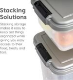 IRIS USA Airtight Dog Food Storage Container Combo, 30 lb + 11 lb Stackable Pet Food Bins with Wheels, Cat Food & Dog Treat Storage, BPA Free, Includes 2-Cup/450 g Scoop, Chrome - Image 9