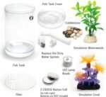 Betta Fish Tank, 360 Aquarium With LED Light, 1 Gallon Fish Bowl, Small Starter Kit, Self-Cleaning Beta Tank for Desktop Decoration in Office, Home, Room Decor - Image 7