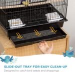 PawHut 25" Bird Cage for Finches, Canaries, Budgies, Indoor Parrot Cage with Perch, Swing, Food Container, Slide-Out Tray, Handle, Black - Image 5