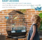 PawHut 25" Bird Cage for Finches, Canaries, Budgies, Indoor Parrot Cage with Perch, Swing, Food Container, Slide-Out Tray, Handle, Black - Image 6