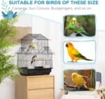 PawHut 25" Bird Cage for Finches, Canaries, Budgies, Indoor Parrot Cage with Perch, Swing, Food Container, Slide-Out Tray, Handle, Black - Image 7
