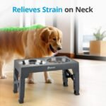 Elevated Dog Bowls with 2 Stainless Steel Dog Food Bowls and 1 Dog Slow Feeder Bowl, 5 Heights Adjustable Raised Dog Bowl for Small Medium Large Dogs, Gray - Image 5