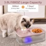 Marchul Cat Water Fountain and Stainless Steel Food Bowl, 100oz/3L Super Quiet Automatic Pet Water Dispenser with Smart Pump and 3 Replacement Filters for Cats and Small Dogs, Pink - Image 3