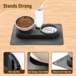 Marchul 2-in-1 Dog Bowl, Elevated Cat Food and Water Bowl with No-Spill Mat, 15° Tilt Stainless Steel Dish + 500ml Leak-Proof Bottle, Easy Clean Design (Dry/Wet Food & Water) - Image 5