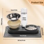 Marchul 2-in-1 Dog Bowl, Elevated Cat Food and Water Bowl with No-Spill Mat, 15° Tilt Stainless Steel Dish + 500ml Leak-Proof Bottle, Easy Clean Design (Dry/Wet Food & Water) - Image 8