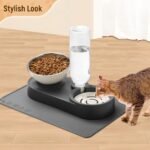 Marchul 2-in-1 Dog Bowl, Elevated Cat Food and Water Bowl with No-Spill Mat, 15° Tilt Stainless Steel Dish + 500ml Leak-Proof Bottle, Easy Clean Design (Dry/Wet Food & Water) - Image 9