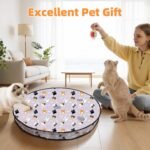 Interactive Cat Toys for Indoor Cats-Hide and Seek Game with 5-Holes Mat,Mouse-Squeak Interactive Cat Toy Ball,Pounce Pal Cat Toy Interactive,Motion-Activated - Image 8