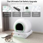 Self Cleaning Litter Box, 2026 Upgraded Automatic Cat Litter Box, Multiple Cleaning Tools & Mat, 68L+9L Large Capacity Box Robot, Suitable for Multiple Cats, APP Control - Green - Image 4