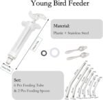 Manual Feeding Syringe Set Feeding Tubes with Curved Gavage Tubes and Stainless Steel Metal Feeding Spoon For Baby Birds Parrot Small Pet - Image 3