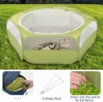 Pawaboo Small Animals Playpen, Waterproof Small Pet Cage Tent with Zippered Cover, Portable Outdoor Yard Fence with 3 Metal Rod for Chick/Kitten/Puppy/Guinea Pig/Rabbits/Hamster/Chinchillas,Green - Image 6