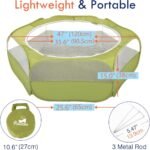 Pawaboo Small Animals Playpen, Waterproof Small Pet Cage Tent with Zippered Cover, Portable Outdoor Yard Fence with 3 Metal Rod for Chick/Kitten/Puppy/Guinea Pig/Rabbits/Hamster/Chinchillas,Green - Image 7