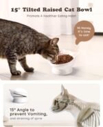 Raised Cat Food Bowl Ceramic 15° Tilted Cat Bowls Protect Cat's Spine Anti Vomiting Backflow Prevention Cat Food Bowls for Adult Cats, Kitten, and Small Dogs, Pink - Image 4