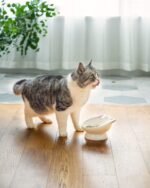 Raised Cat Food Bowl Ceramic 15° Tilted Cat Bowls Protect Cat's Spine Anti Vomiting Backflow Prevention Cat Food Bowls for Adult Cats, Kitten, and Small Dogs, Pink - Image 8