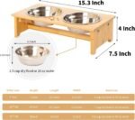 FOREYY Raised Pet Bowls for Cats and Small Dogs, Bamboo Elevated Dog Cat Food and Water Bowls Stand Feeder with 2 Stainless Steel Bowls and Anti Slip Feet (4''Tall-20 oz Bowl) - Image 3