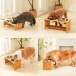 FOREYY Raised Pet Bowls for Cats and Small Dogs, Bamboo Elevated Dog Cat Food and Water Bowls Stand Feeder with 2 Stainless Steel Bowls and Anti Slip Feet (4''Tall-20 oz Bowl) - Image 6