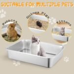 2 Pack Stainless Steel Cat Litter Box, 40×30×10cm Low Entry Metal Litter Pan, Small Litter Box for Little Cats and Kittens, Easy Cleaning, Odor Free - Image 6