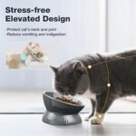 Raised Cat Bowl, Ceramic Tilted Cat Food Bowls, Stress Free, Anti Vomiting, Prevent Black Chin, Whisker Friendly, Dishwasher Safe, Elevated Pet Bowl for Dry and Wet Food, Grey - Image 3