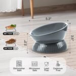 Raised Cat Bowl, Ceramic Tilted Cat Food Bowls, Stress Free, Anti Vomiting, Prevent Black Chin, Whisker Friendly, Dishwasher Safe, Elevated Pet Bowl for Dry and Wet Food, Grey - Image 4