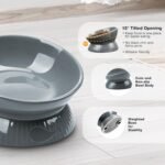 Raised Cat Bowl, Ceramic Tilted Cat Food Bowls, Stress Free, Anti Vomiting, Prevent Black Chin, Whisker Friendly, Dishwasher Safe, Elevated Pet Bowl for Dry and Wet Food, Grey - Image 5