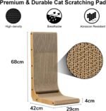 FUKUMARU Cat Scratcher, 68 CM L Shape Cat Scratch Pad Wall Mounted, Cat Scratching Cardboard with Ball Toy for Indoor Cats, Large Size - Image 4