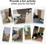 FUKUMARU Cat Scratcher, 68 CM L Shape Cat Scratch Pad Wall Mounted, Cat Scratching Cardboard with Ball Toy for Indoor Cats, Large Size - Image 8