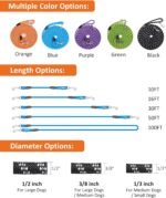 Long Dog Leash for Dog Training 10FT 16FT 30FT 50FT 100FT, Reflective Threads Check Cord Recall Training Dog Lead for Large Medium Small Dogs, Dog Tie-Out Cable for Playing, Camping, or Backyard - Image 4