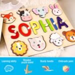 Name Puzzle for Kids Personalized, 1st Birthday Girl and Boy, Custom Baby Gifts with Engraved Text on Back, Montessori Learning Toys for Baby Boy & Girl - Image 5