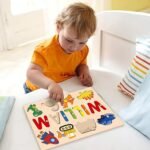 Name Puzzle for Kids Personalized, 1st Birthday Girl and Boy, Custom Baby Gifts with Engraved Text on Back, Montessori Learning Toys for Baby Boy & Girl - Image 9