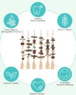 6Pcs Bunny Chew Toys, Hamster Rabbit Cage Hanging Entertainment Toy, Natural Apple Wood Timothy Grass Bunnies Treats, Improve Small Animal Teeth Health for Guinea Pig Ferrets Rats Gerbils - Image 4