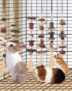 6Pcs Bunny Chew Toys, Hamster Rabbit Cage Hanging Entertainment Toy, Natural Apple Wood Timothy Grass Bunnies Treats, Improve Small Animal Teeth Health for Guinea Pig Ferrets Rats Gerbils - Image 5