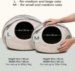 MEOWFIA Cat Cave – Premium Felt Cat Bed for Indoor Cats, Handmade Merino Wool (Light Grey, Medium) - Image 3