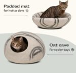 MEOWFIA Cat Cave – Premium Felt Cat Bed for Indoor Cats, Handmade Merino Wool (Light Grey, Medium) - Image 5