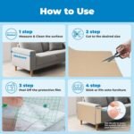 Best Pet Supplies Catify Peel & Stick Cat Scratching Mat – Self-Adhesive, Trimmable Cat Scratch Pad Cover - Carpet, Sofa, Floor & Wall Protector – Replaceable Adhesive Stickers - Beige & 78.7 x 15.8 - Image 5